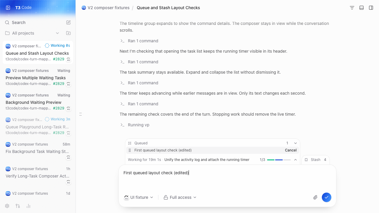 Editing the only queued message retains its header and count