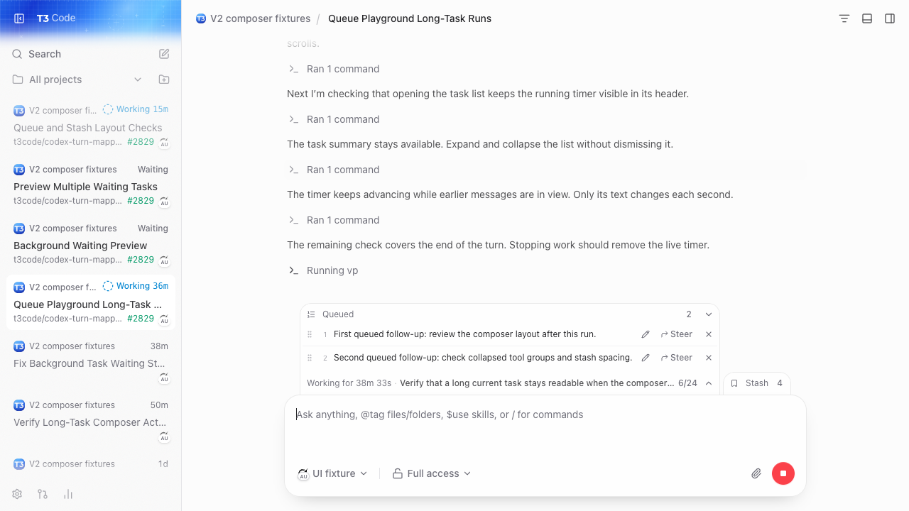 Queue rows with separate spacing