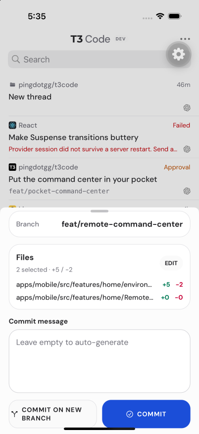 After revert: iOS Commit changes sheet has the baseline spacing and visible footer actions