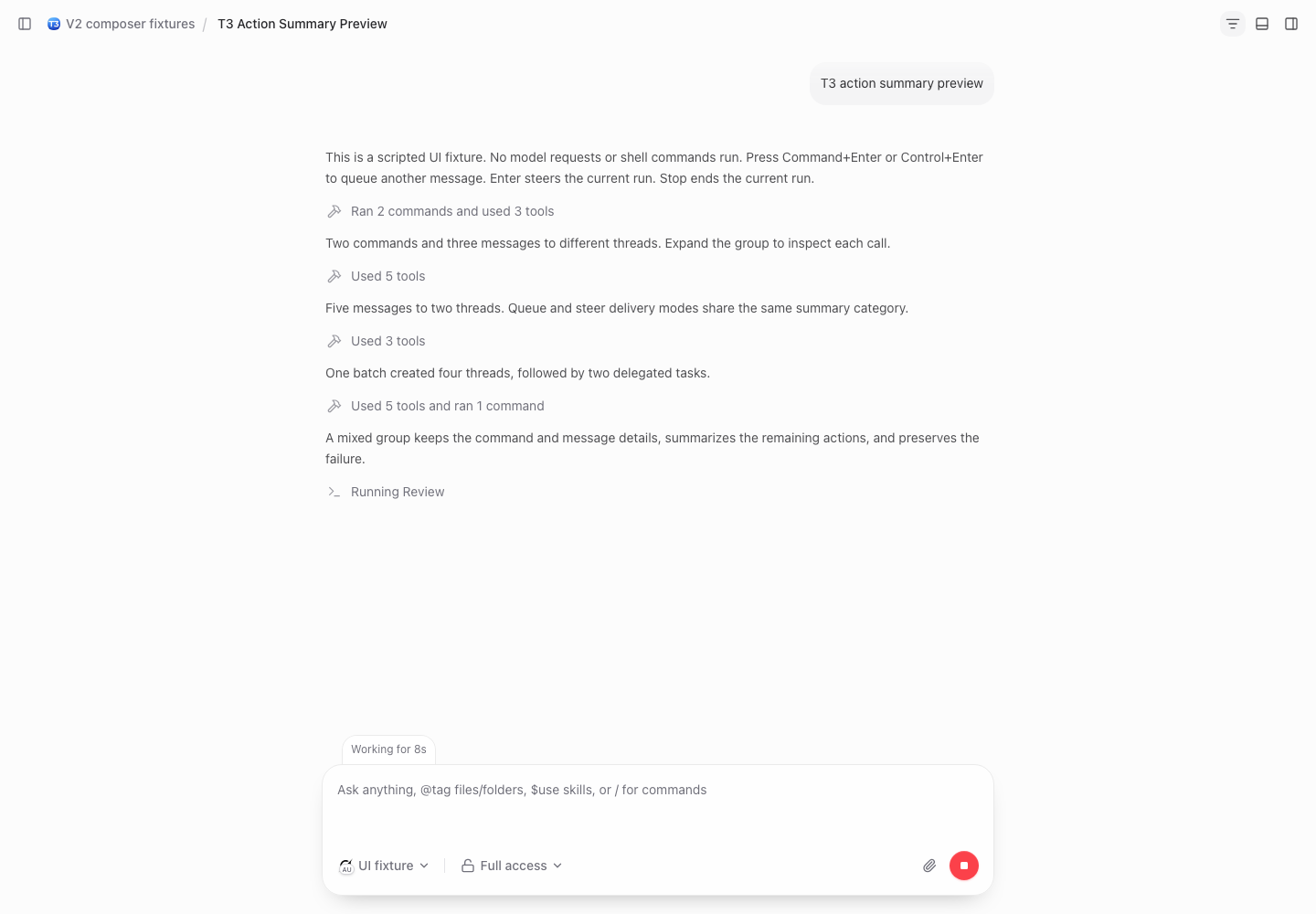 Generic tool summaries